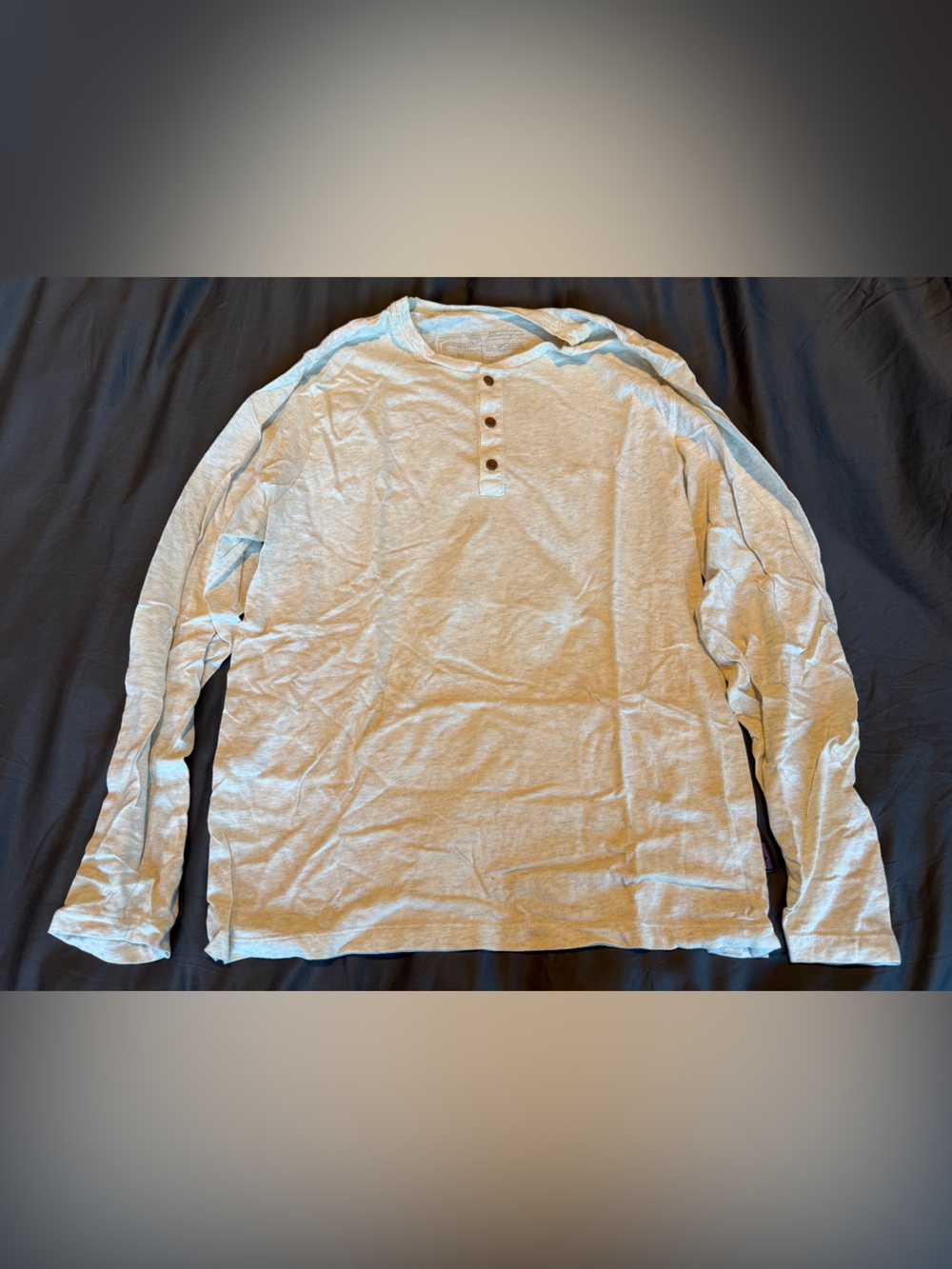 Patagonia Light Gray Long Sleeve Henley Shirt